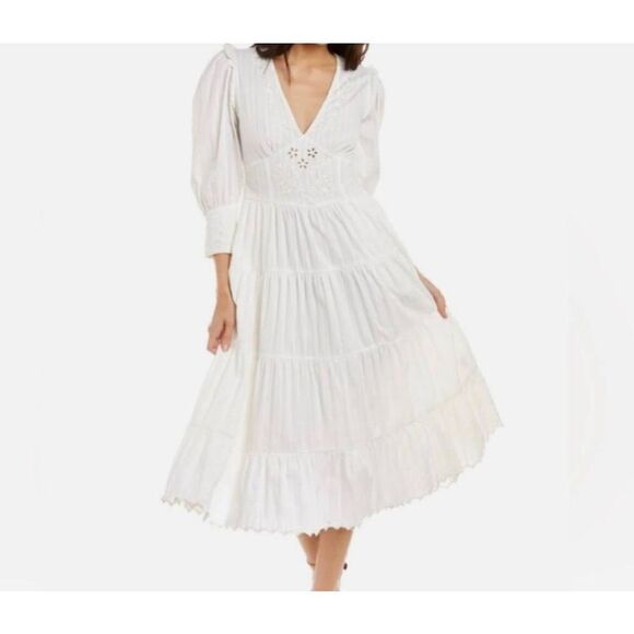 LoveShackFancy Dresses & Skirts - LoveShackFancy Stephen white  Midi Dress sz 10